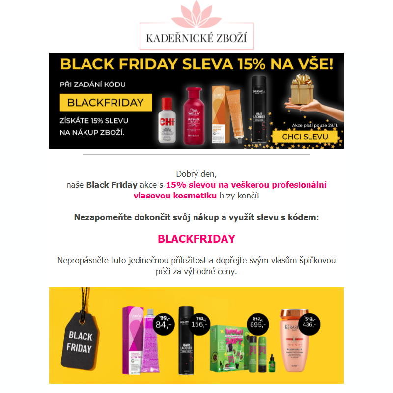 Poslední šance! Black Friday sleva 15 % končí brzy!