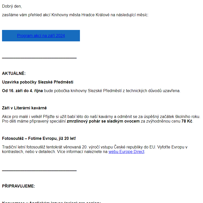 Program akcí na září 2024