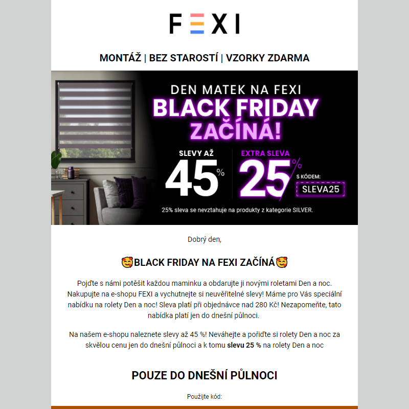 Den Matek na FEXI - Black Friday začíná! _ Využijte 45% SLEVU _ 25 % k tomu navíc s kódem SLEVA25_