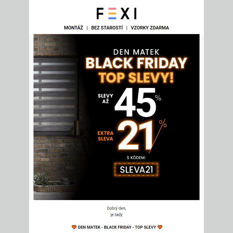 _ Den matek - Black Friday __ Top slevy_Využijte SLEVU až 45 % a 21 % k tomu navíc při použití kódu SLEVA21 _ Platí jen do dnešní půlnoci na e-shopu FEXI _