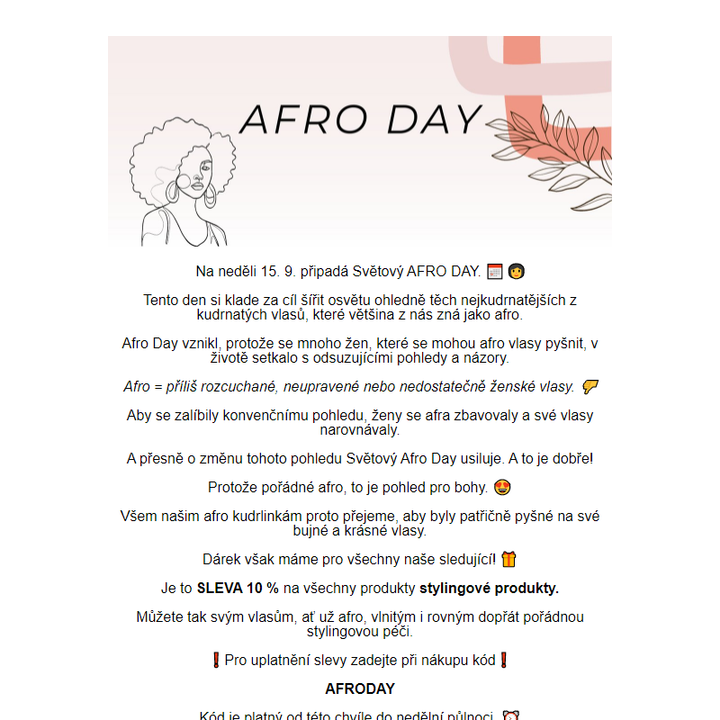 Afro Day = Sleva 10 % na styling