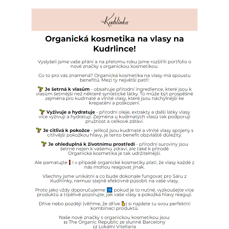 _ Novinky z Kudrlinky - organická kosmetika
