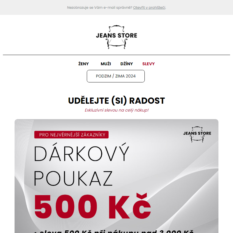 Váš DÁRKOVÝ POUKAZ na 500 Kč je připraven k uplatnění __ 