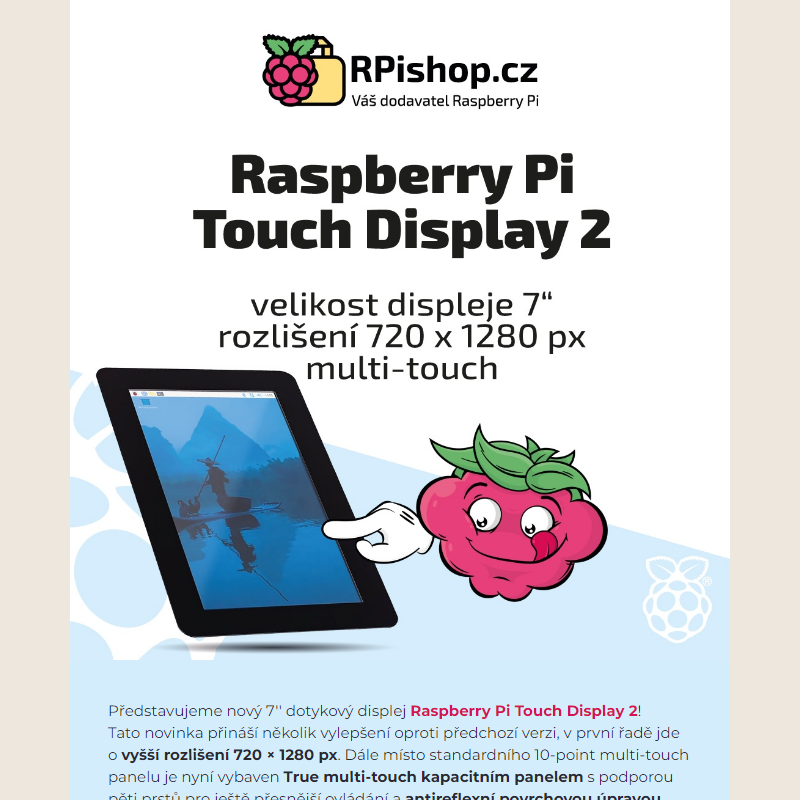 Novinka Raspberry Pi Touch Display 2