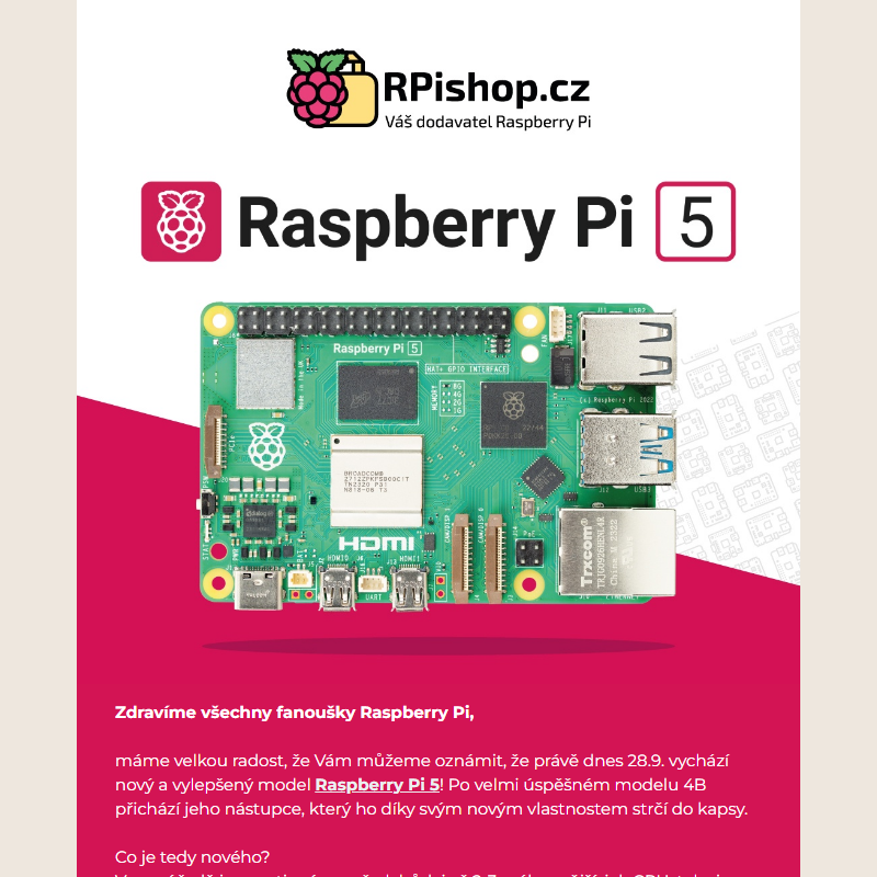 Novinka Raspberry Pi 5