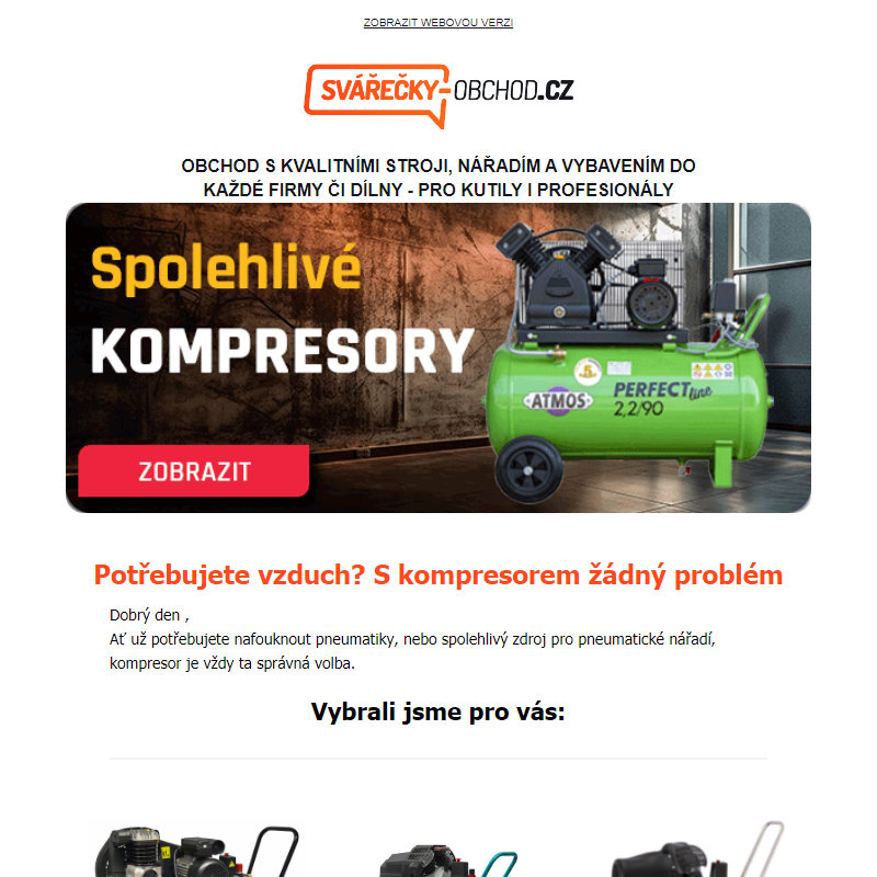 Potřebujete vzduch __ ? S kompresorem žádný problém -  Svarecky-obchod.cz _