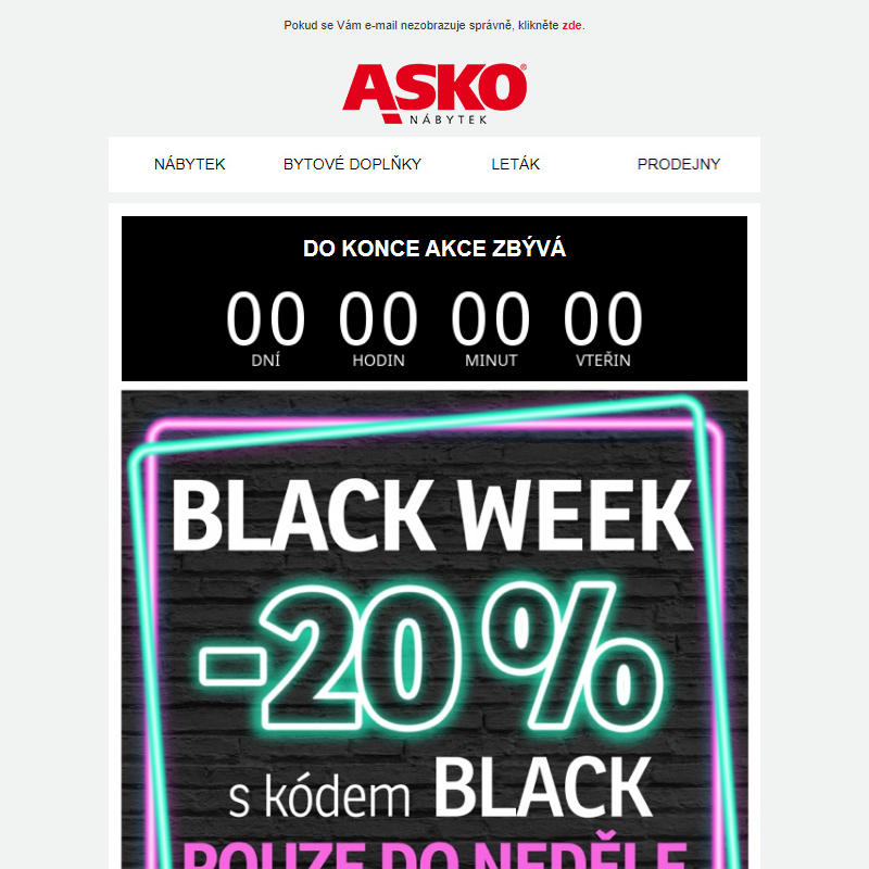 BLACK WEEK -20 % v plném proudu