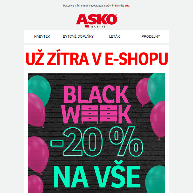 Už zítra SLEVA -20 % na VŠE v e-shopu!
