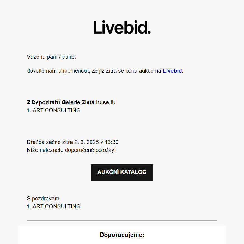 Aukce již zítra | 1. ART CONSULTING
