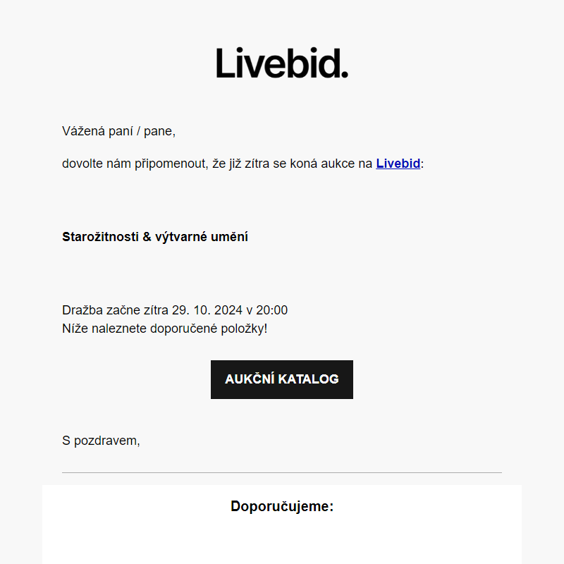 Aukce již zítra | 