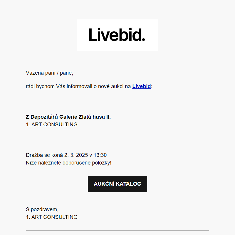 Nová aukce online | 1. ART CONSULTING