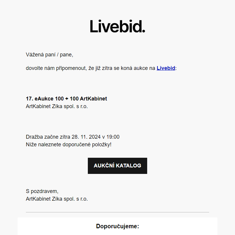 Aukce již zítra | ArtKabinet Zíka spol. s r.o.