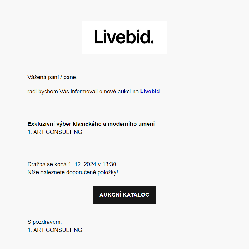 Nová aukce online | 1. ART CONSULTING