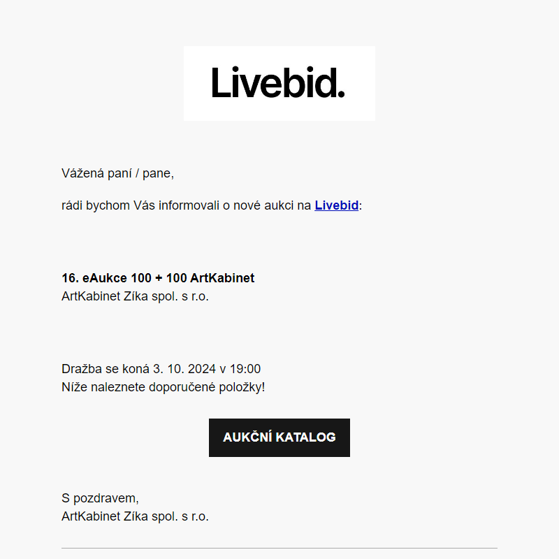 Nová aukce online | ArtKabinet Zíka spol. s r.o.