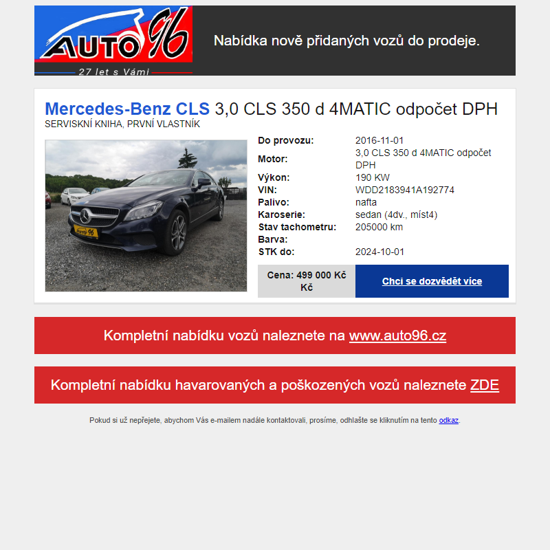 Nabídka nově přidaných vozů Auto96 s.r.o. (18.08.2023)