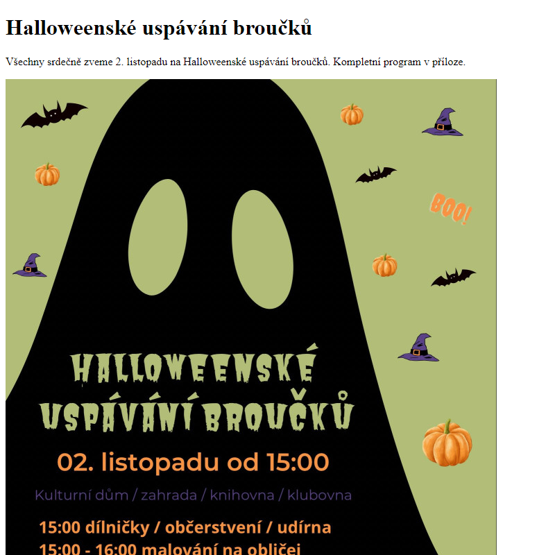 www.hlusovice.eu - Halloweenské uspávání broučků