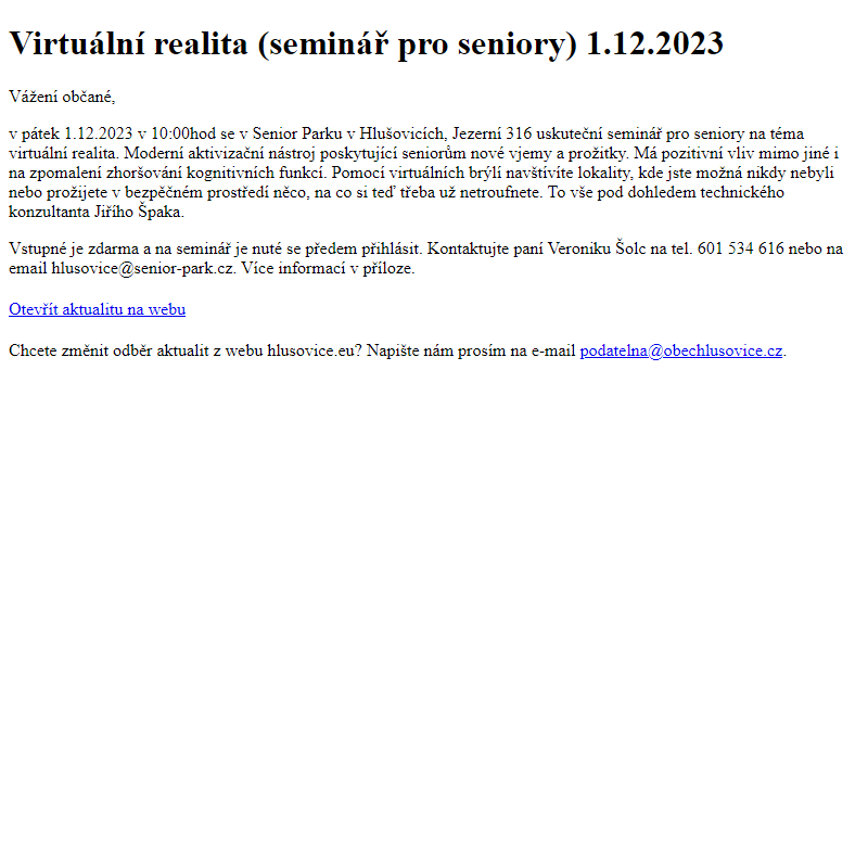 www.hlusovice.eu - Virtuální realita (seminář pro seniory) 1.12.2023