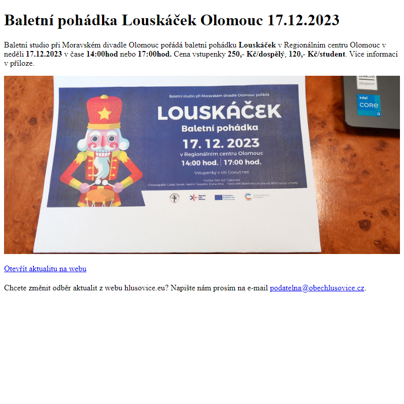 www.hlusovice.eu - Baletní pohádka Louskáček Olomouc 17.12.2023