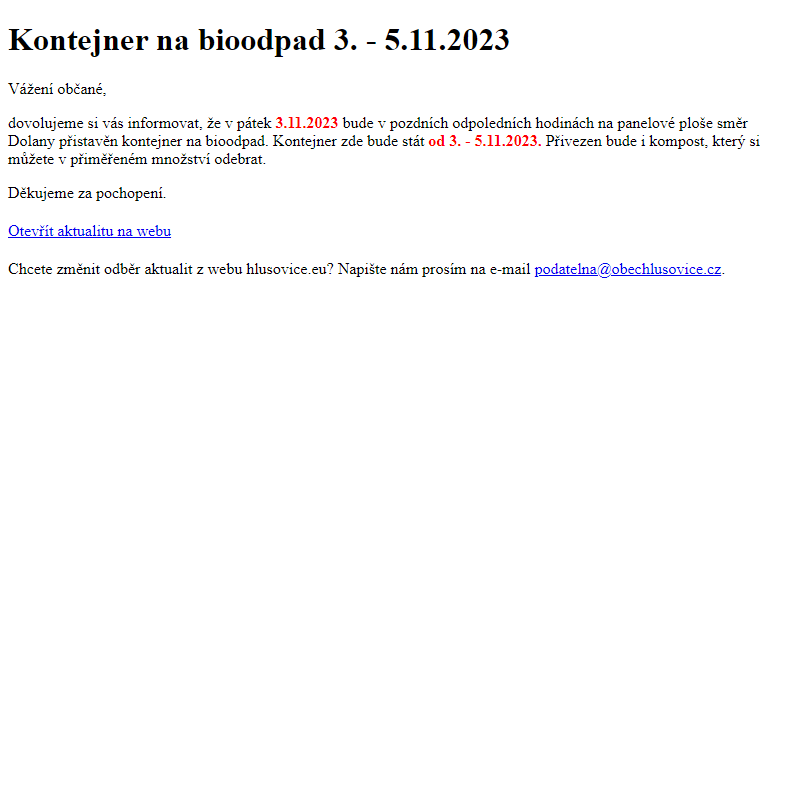 www.hlusovice.eu - Kontejner na bioodpad 3. - 5.11.2023
