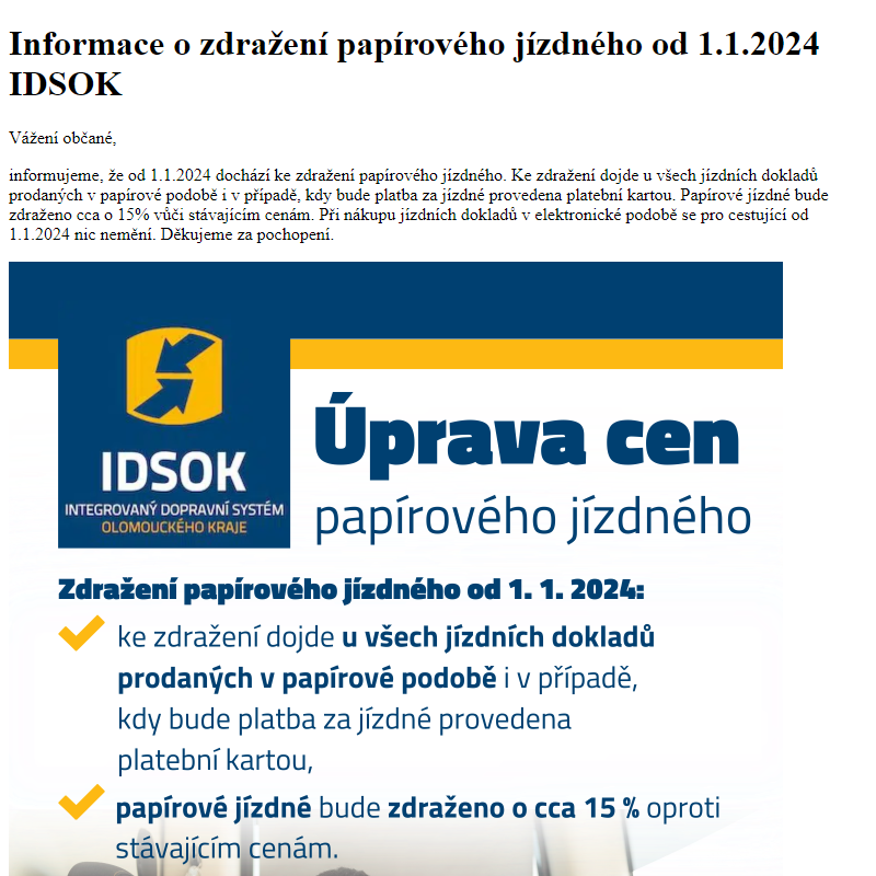 www.hlusovice.eu - Informace o zdražení papírového jízdného od 1.1.2024 IDSOK