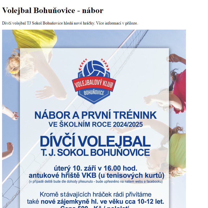 www.hlusovice.eu - Volejbal Bohuňovice - nábor