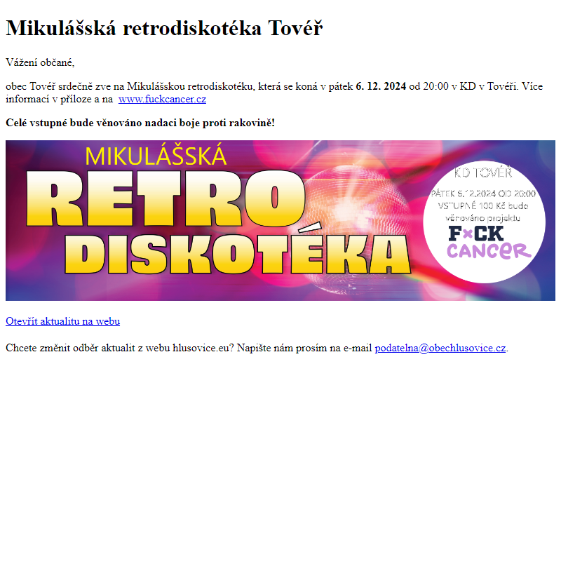 www.hlusovice.eu - Mikulášská retrodiskotéka Tovéř