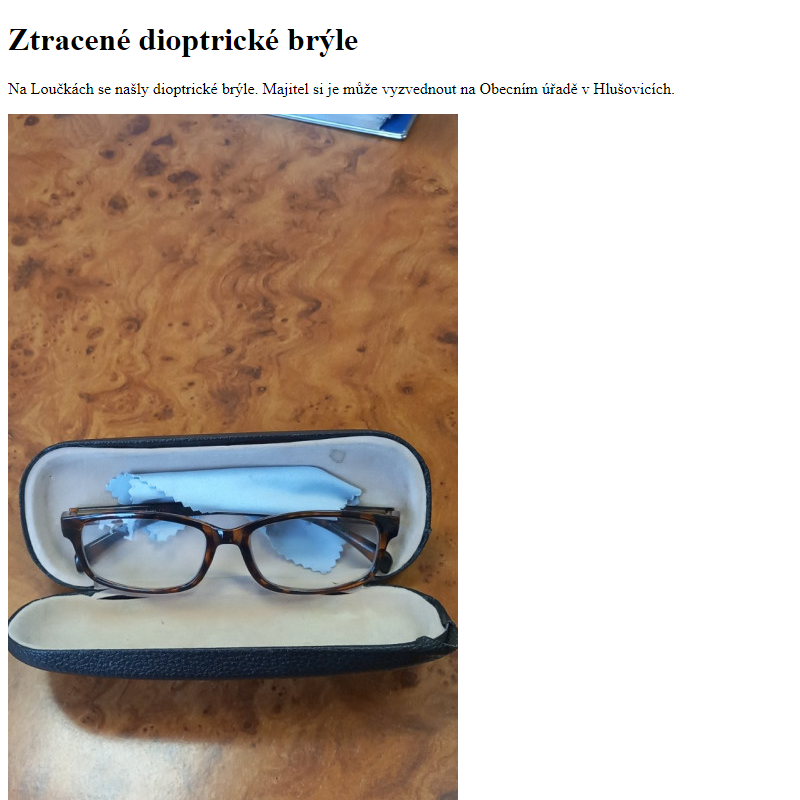 www.hlusovice.eu - Ztracené dioptrické brýle