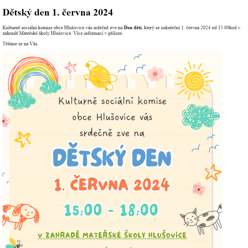 www.hlusovice.eu - Dětský den 1. června 2024