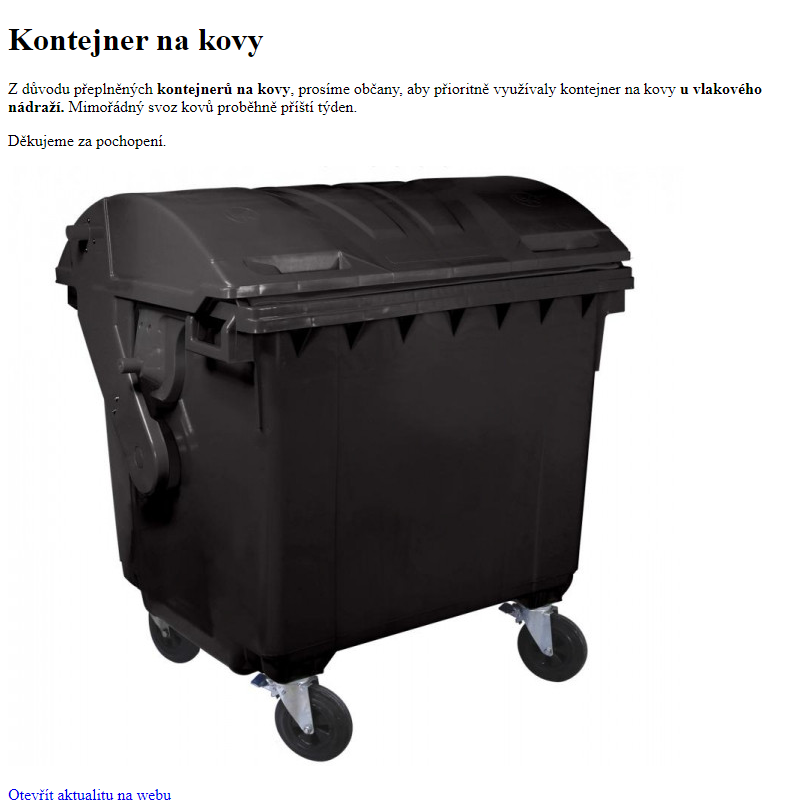 www.hlusovice.eu - Kontejner na kovy