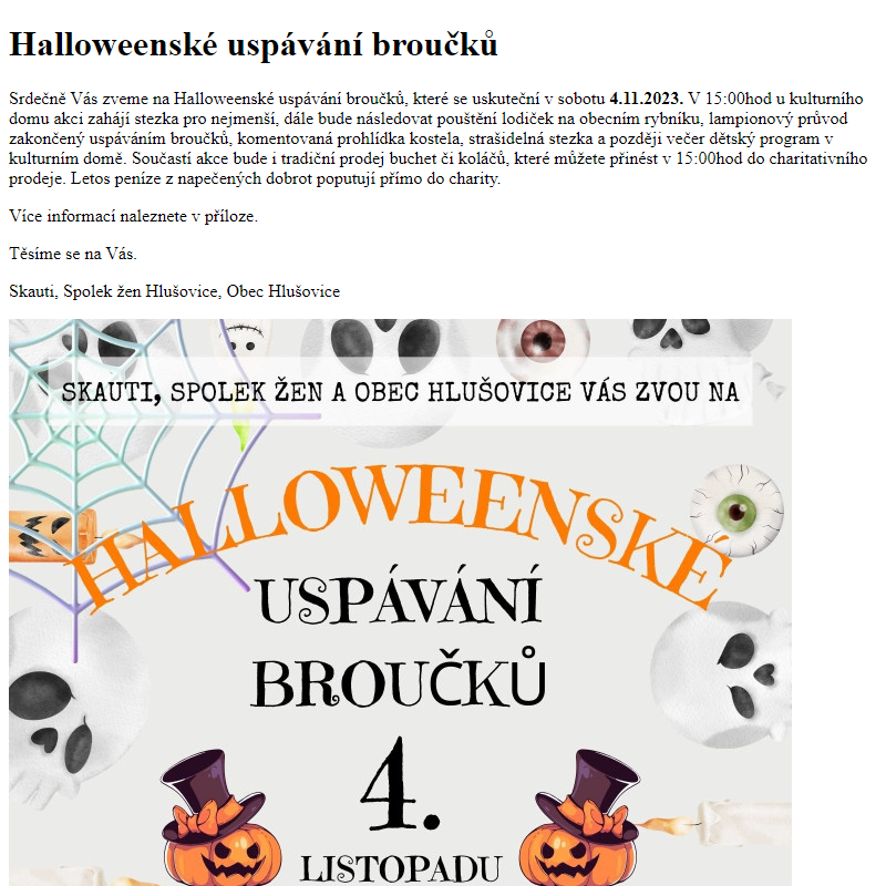 www.hlusovice.eu - Halloweenské uspávání broučků
