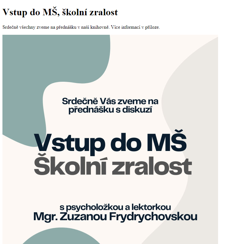 www.hlusovice.eu - Vstup do MŠ, školní zralost