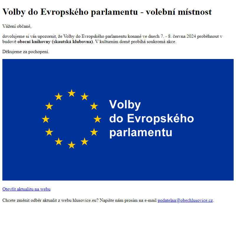 www.hlusovice.eu - Volby do Evropského parlamentu - volební místnost