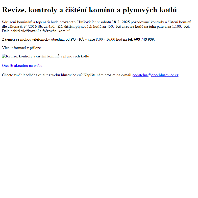 www.hlusovice.eu - Revize, kontroly a čištění komínů a plynových kotlů