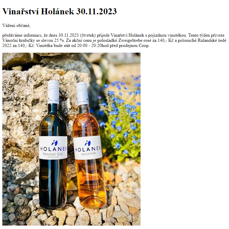 www.hlusovice.eu - Vinařství Holánek 30.11.2023