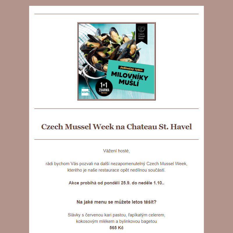 Czech Mussel Week v Chateau St. Havel 25.9. - 1.10. 2023__