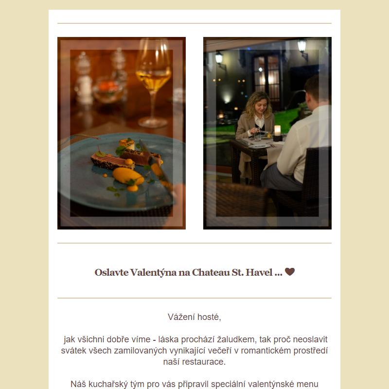 Valentýnské menu na Chateau St. Havel!__