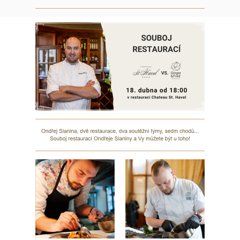 Souboj restaurací Ondřeje Slaniny - již tento čtvrtek (18.4.)!______