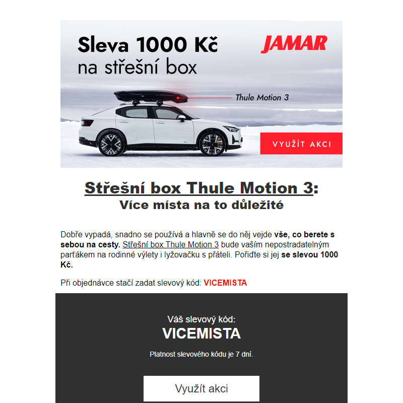 Pořiďte si střešní box se slevou 1000 Kč 