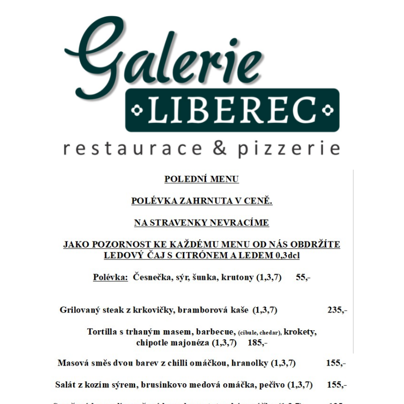 Polední menu Galerie Liberec 12.6.2024