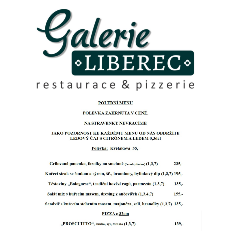 Polední menu Galerie Liberec 11.6.2024