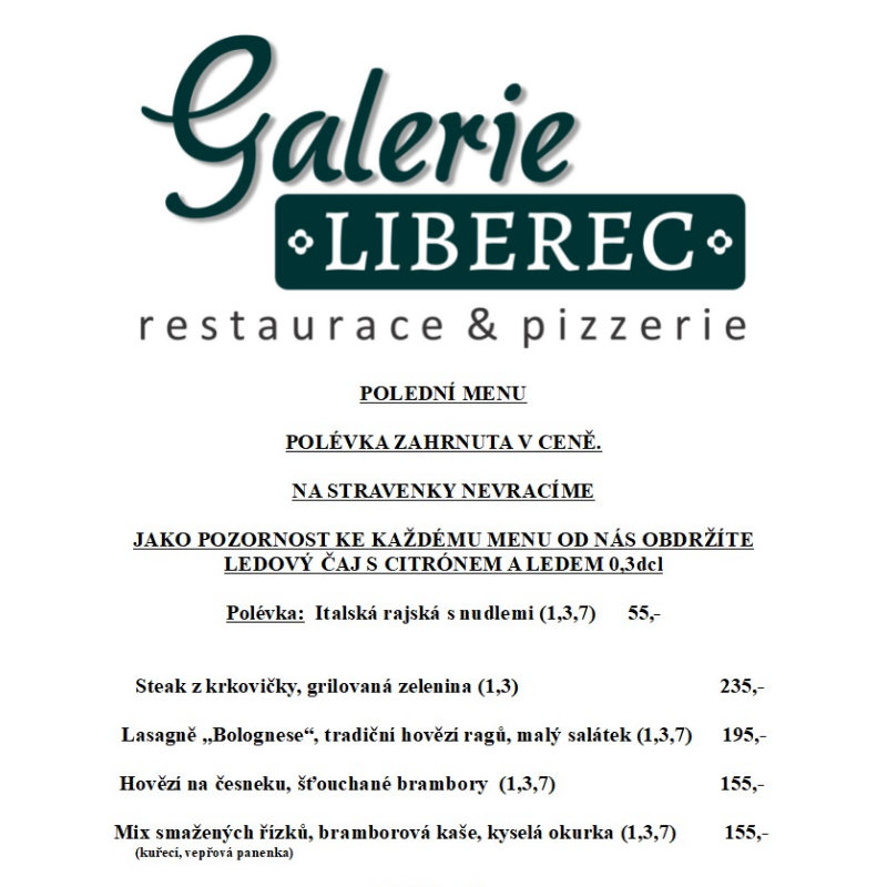 Polední menu Galerie Liberec 17.6.2024
