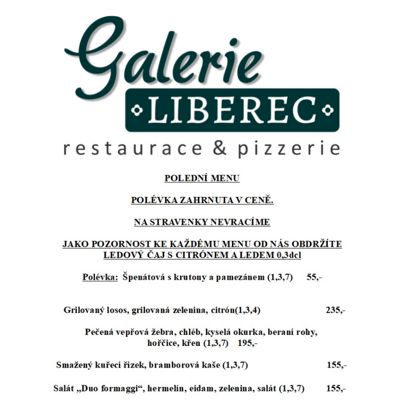 Polední menu Galerie Liberec 14.6.2024