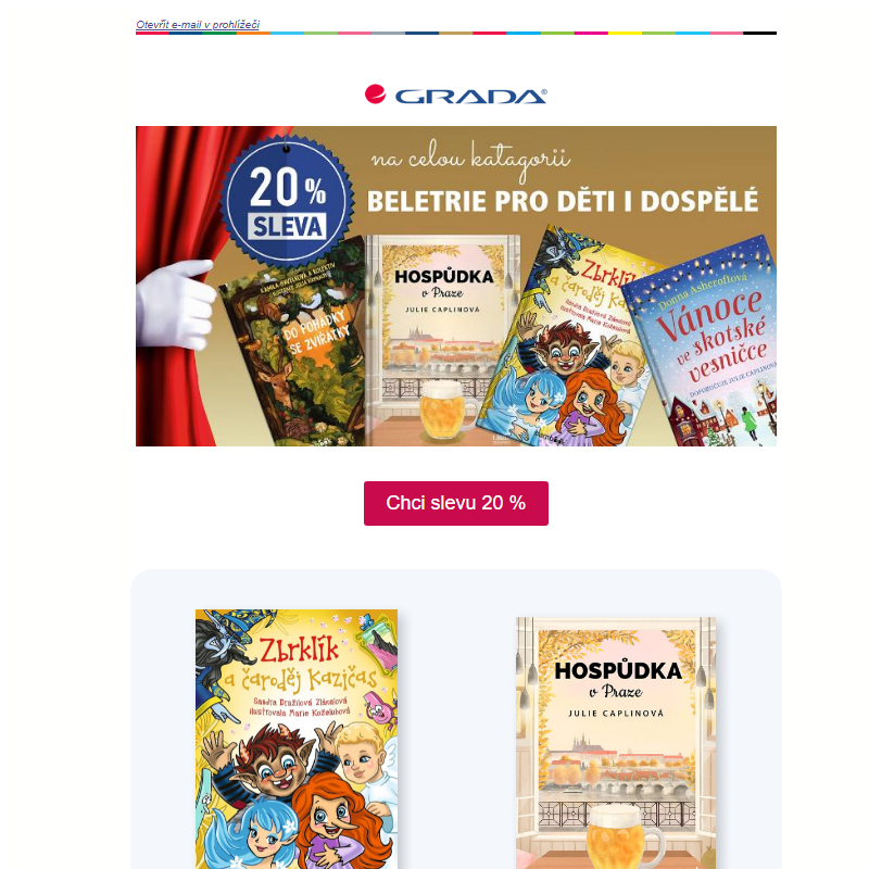 Beletrie pro děti i dospělé se slevou 20 %