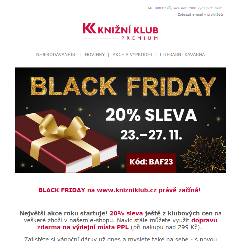 BLACK FRIDAY je tady! ___ 20% SLEVA z klubových cen na knizniklub.cz!