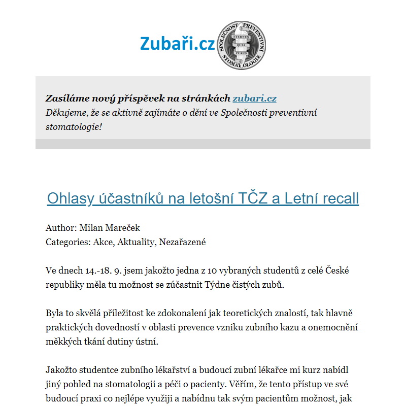 Nejnovější příspěvky na zubari.cz