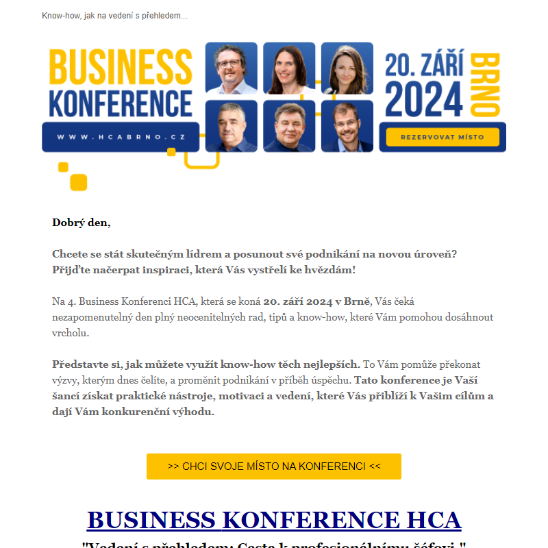 Připravte se na skok k úspěchu: Konference HCA 2024!