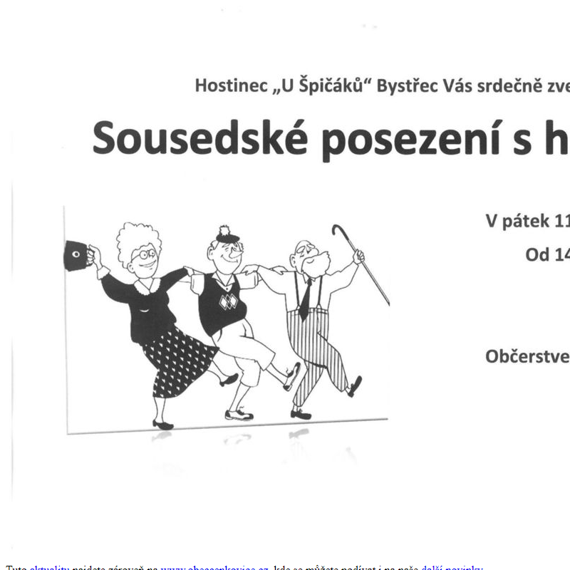 Hostinec U Špičáků Bystřec Vás srdečně zve na Sousedské posezení s hudbou 11.10.2024