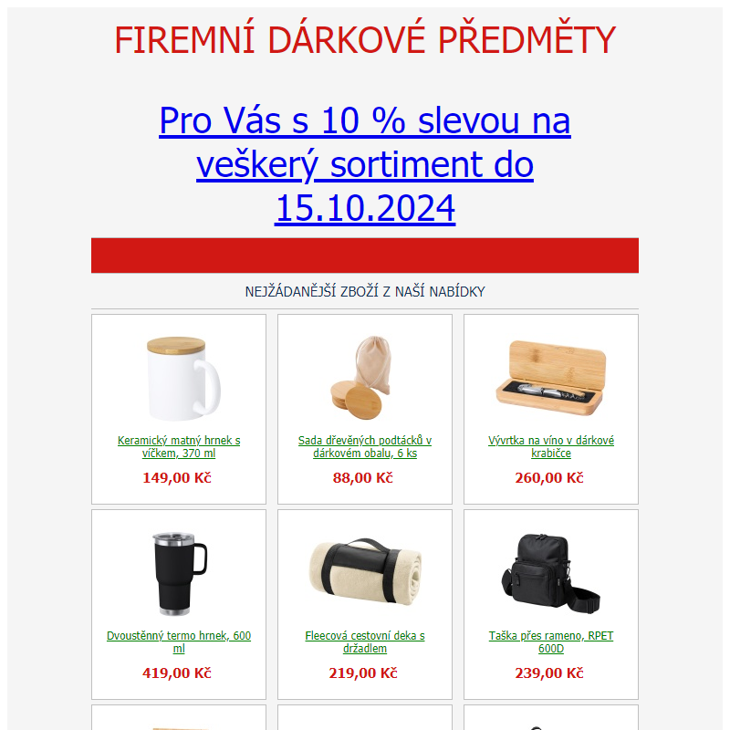 Firemní dárky pro vás s 10 % slevou