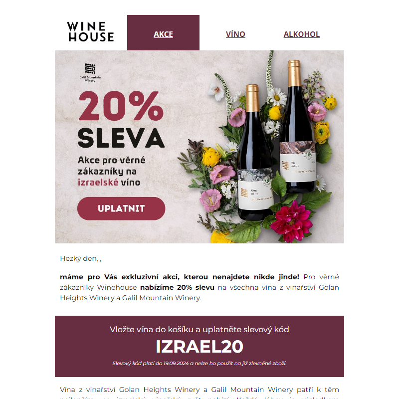 Exkluzivní sleva 20 % na izraelská vína jen pro Vás! _