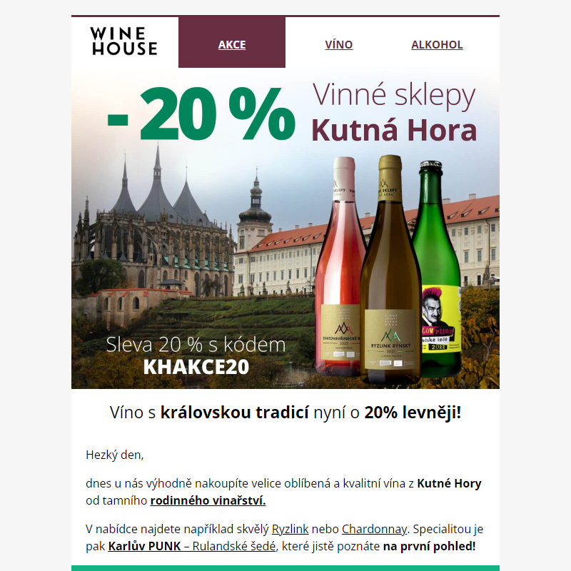 __ Sleva 20 % na vína z Kutné Hory
